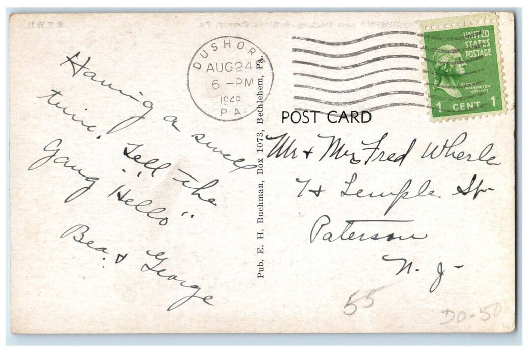 1949 Taking Refreshment Dushore Raindeer Sullivan County Pennsylvania Postcard