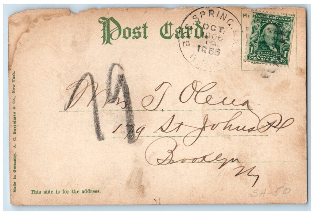1906 Maple Street Showing South Church Wesson House Road Springfield MA Postcard