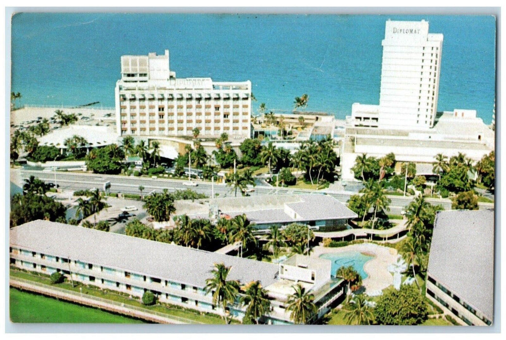 1960 Birds Eye View Diplomat Resort Country Clubs Hollywood Sea Florida Postcard