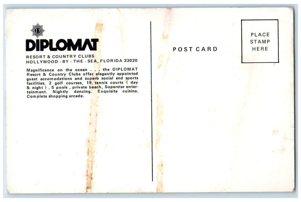 1960 Birds Eye View Diplomat Resort Country Clubs Hollywood Sea Florida Postcard