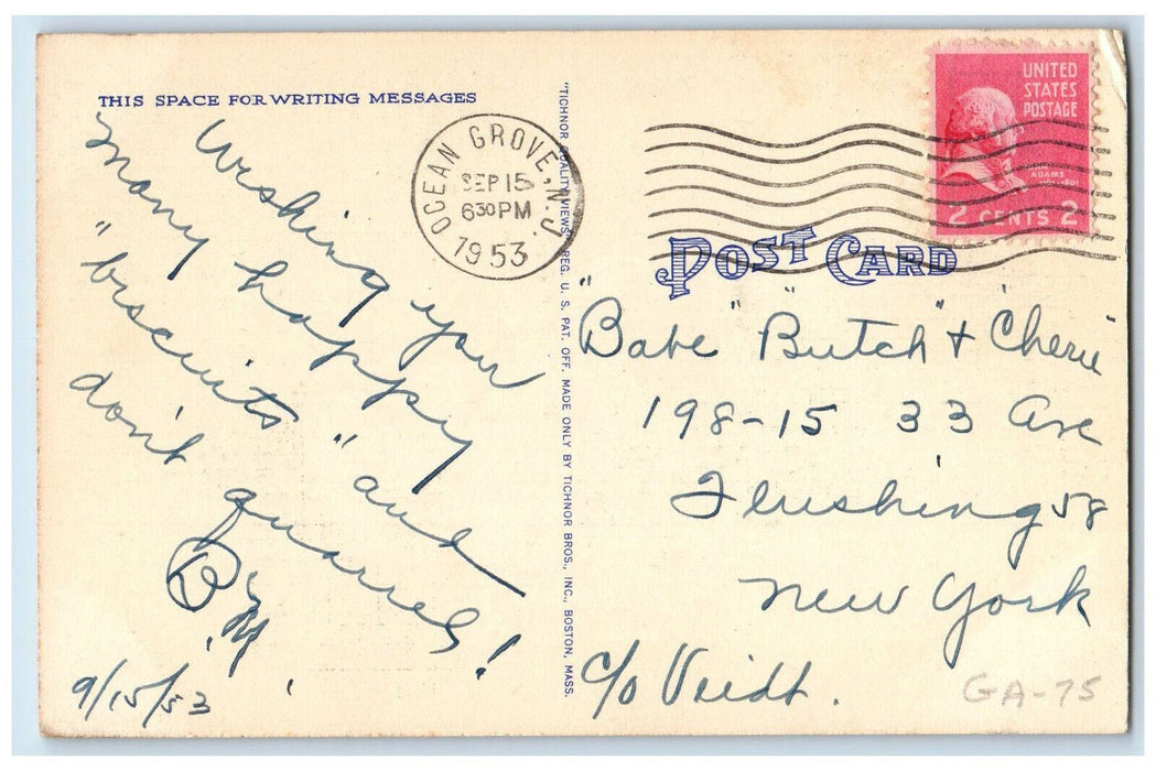 1953 With My Pals on the Beach Ocean Grove NJ Scottish Terrier Dog Postcard