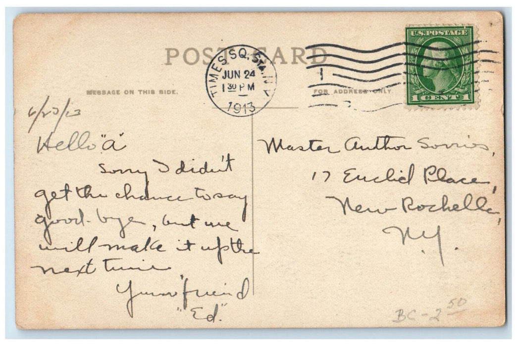 1913 St. George, Staten Island from Ferryboat New York City NY Postcard
