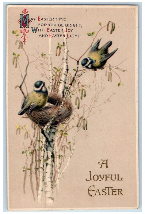 c1910's Easter Birds Nest Eggs Tree Branch Clapsaddle Posted Antique Postcard