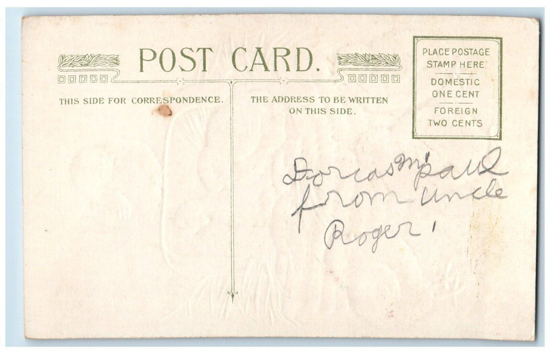 c1910's Joyful Easter Chicks Eggs Basket Embossed Winsch Back Antique Postcard