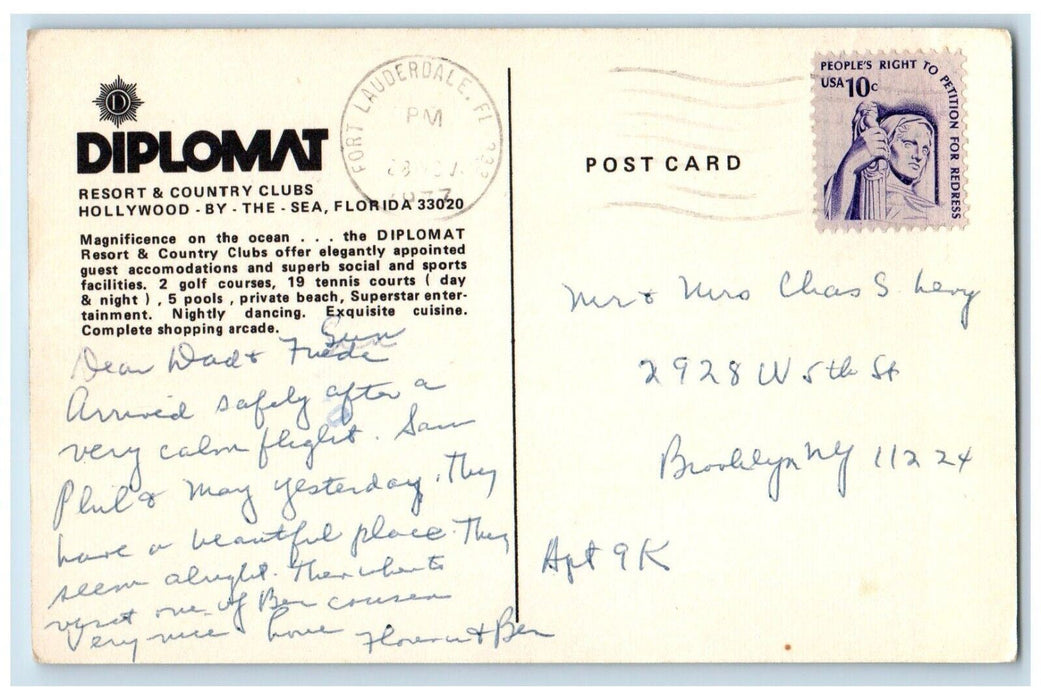 1977 Diplomat Resort Country Clubs Hollywood Fort Lauderdale Florida FL Postcard