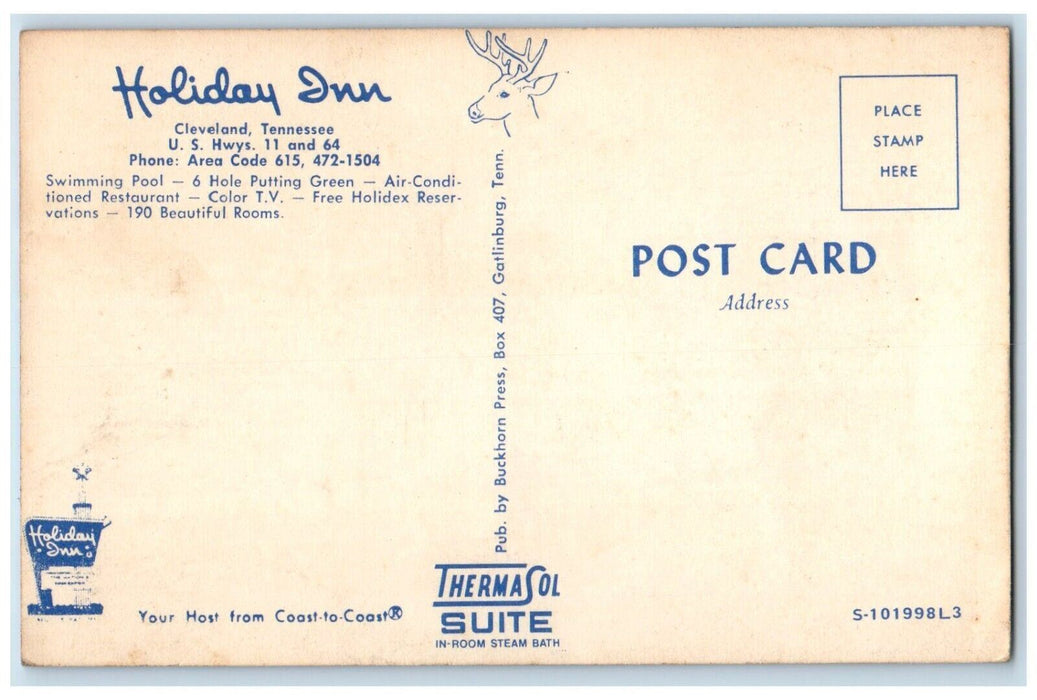 c1960 Holiday Inn Multiview Cleveland Tennessee Thermasol Suite Vintage Postcard