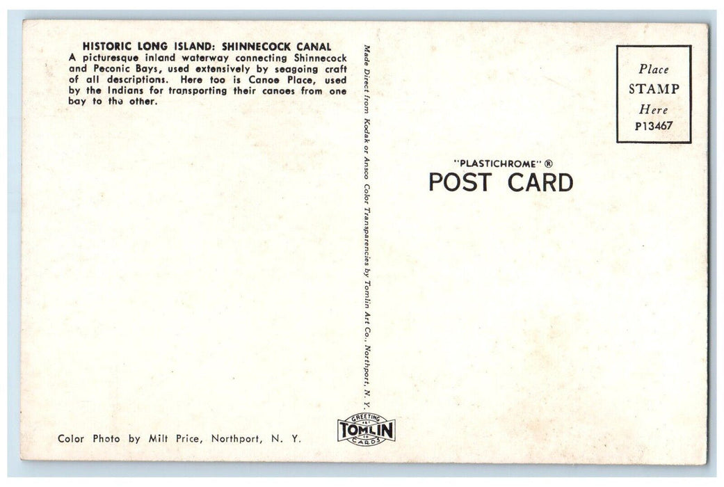 c1960 Historic Long Island Shinnecock Canal Boats Hampton Bay New York Postcard