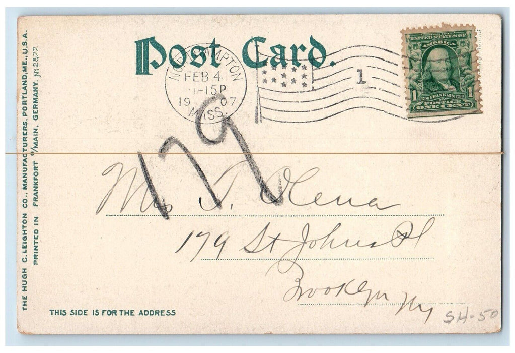 1907 Smith College Building Street School Northampton Massachusetts MA Postcard