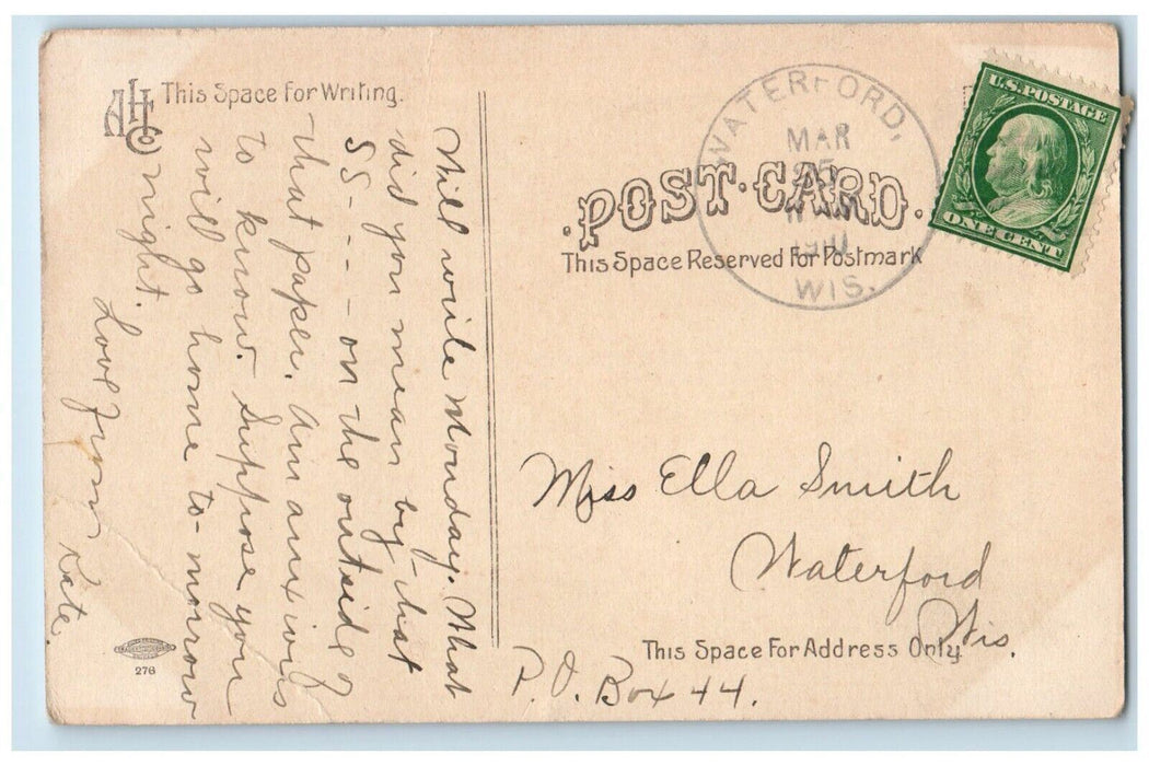 1910 Easter Anthropomorphic Rooster Girl Basket Of Eggs Embossed Posted Postcard