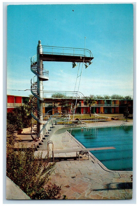 c1960 Shamrock Hilton Hotel Swimming Pool Diving Board Houston Texas TX Postcard