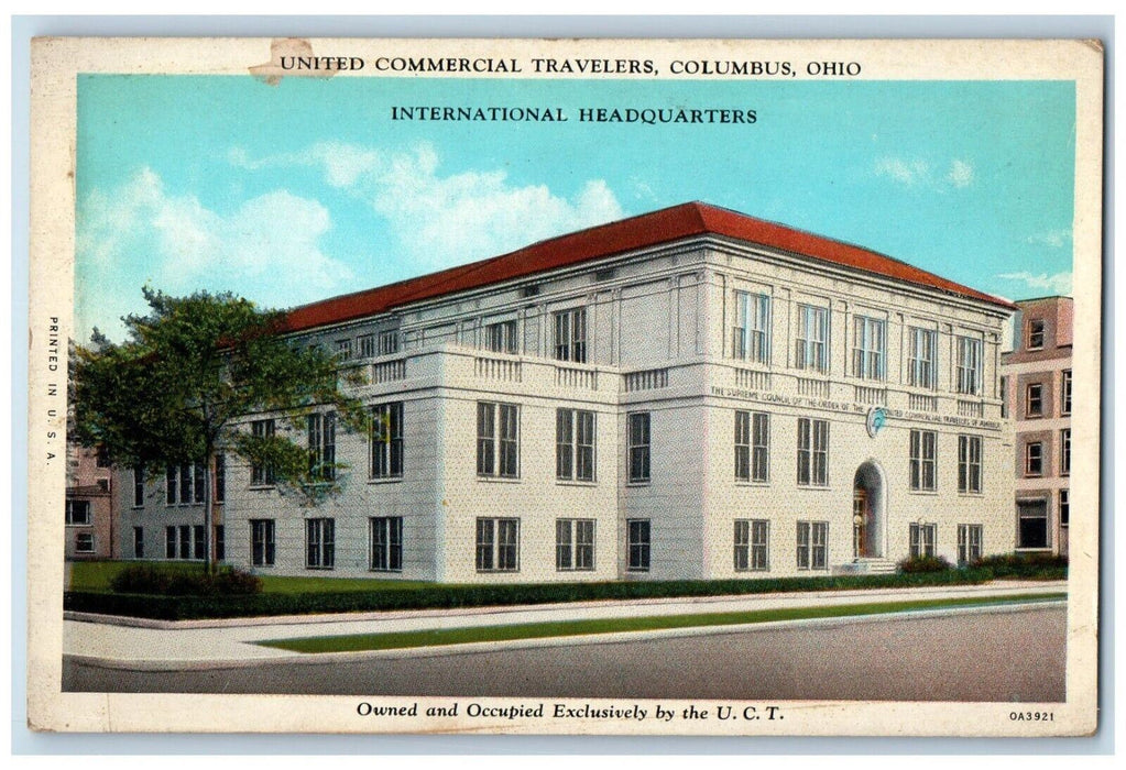 c1930 United Commercial Travelers Columbus International Headquarters Postcard