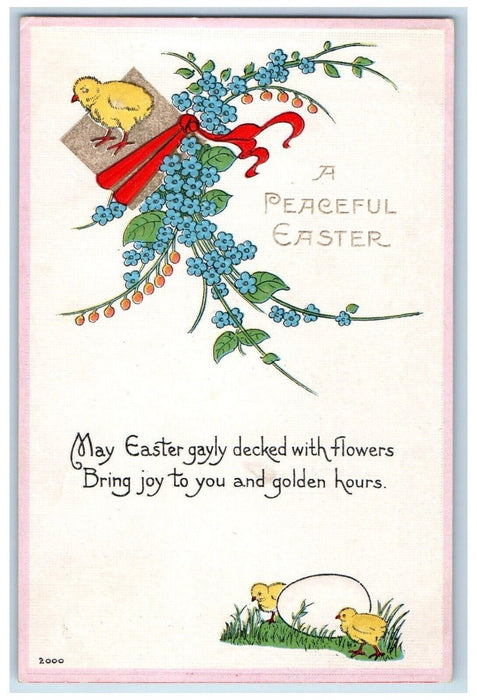 1915 Easter Egg Chicks And Pansies Flowers Winter Haven Florida FL Postcard
