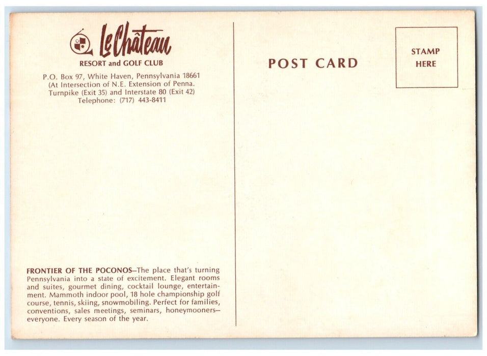 c1930 Lechateau Resort Golf Club White Haven Turnpike Pennsylvania PA Postcard