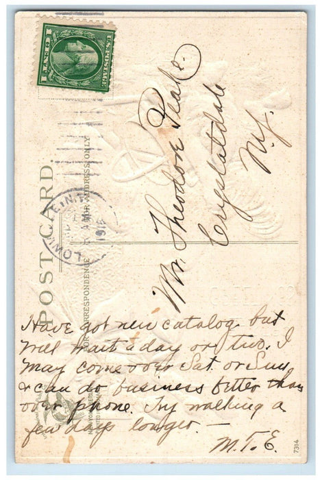 1915 Easter Greetings Chicken Hen Chick Plant Watering Clapsaddle Postcard