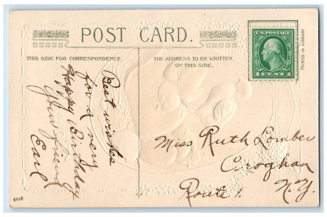 c1910's Easter Hatched Egg Chicks Flowers Winsch Back Embossed Posted Postcard
