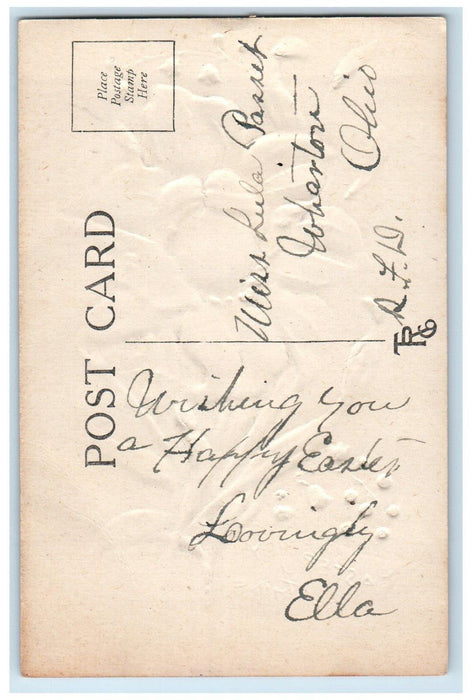 c1910's Easter Lily Flower Angel Head Embossed Posted Antique Postcard