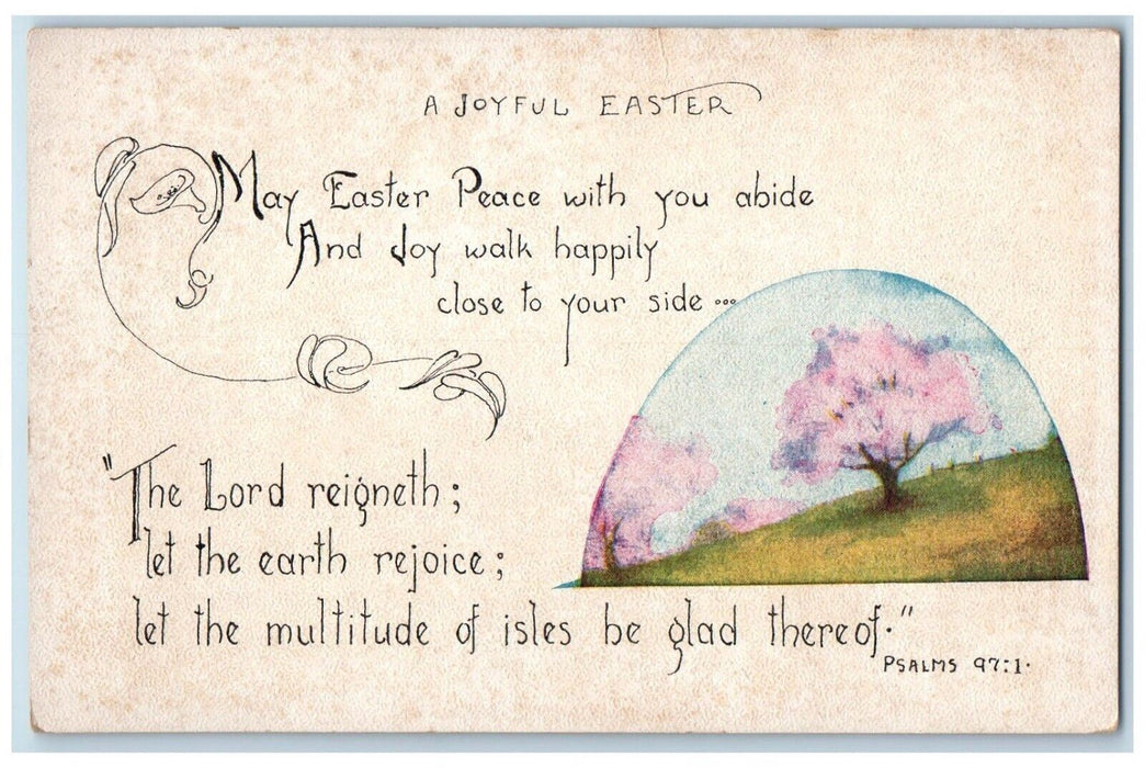 c1910's Easter Peace Blossom Trees Minimalist Unposted Antique Postcard