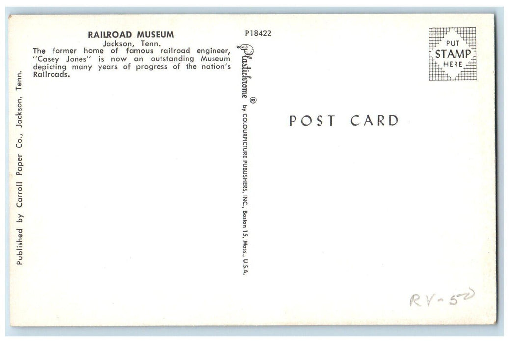 c1960 Railroad Museum Casey Jones Museum  Exterior Jackson Tennessee TN Postcard