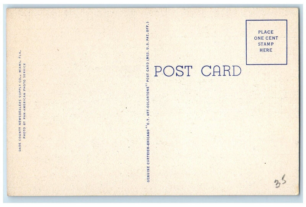 c1940 Birds Eye Aerial View Dinner Key Coconut Grove Miami Florida FL Postcard