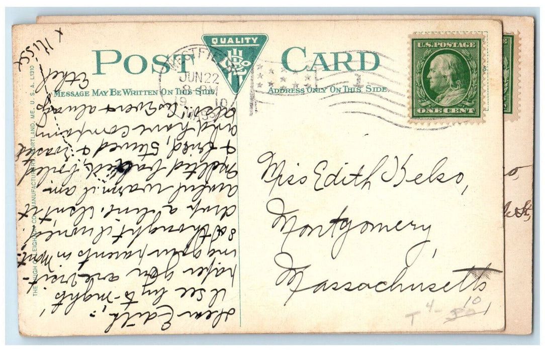 1910 Junction of Kaolin and State Roads Blanford Massachusetts MA Postcard