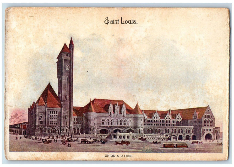 1906 Trolley Car Union Station Greetings from Saint Louis Missouri MO Postcard