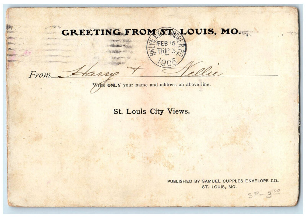 1906 Trolley Car Union Station Greetings from Saint Louis Missouri MO Postcard