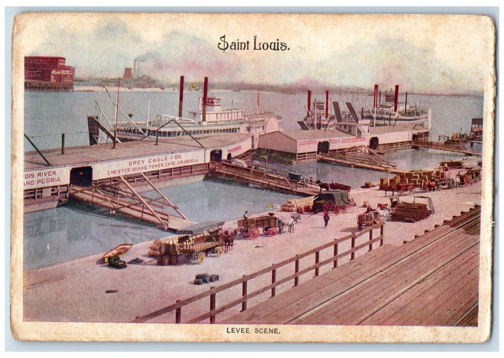1906 Steamship Landing Levee Scene Saint Louis MO Printed Matter Postcard