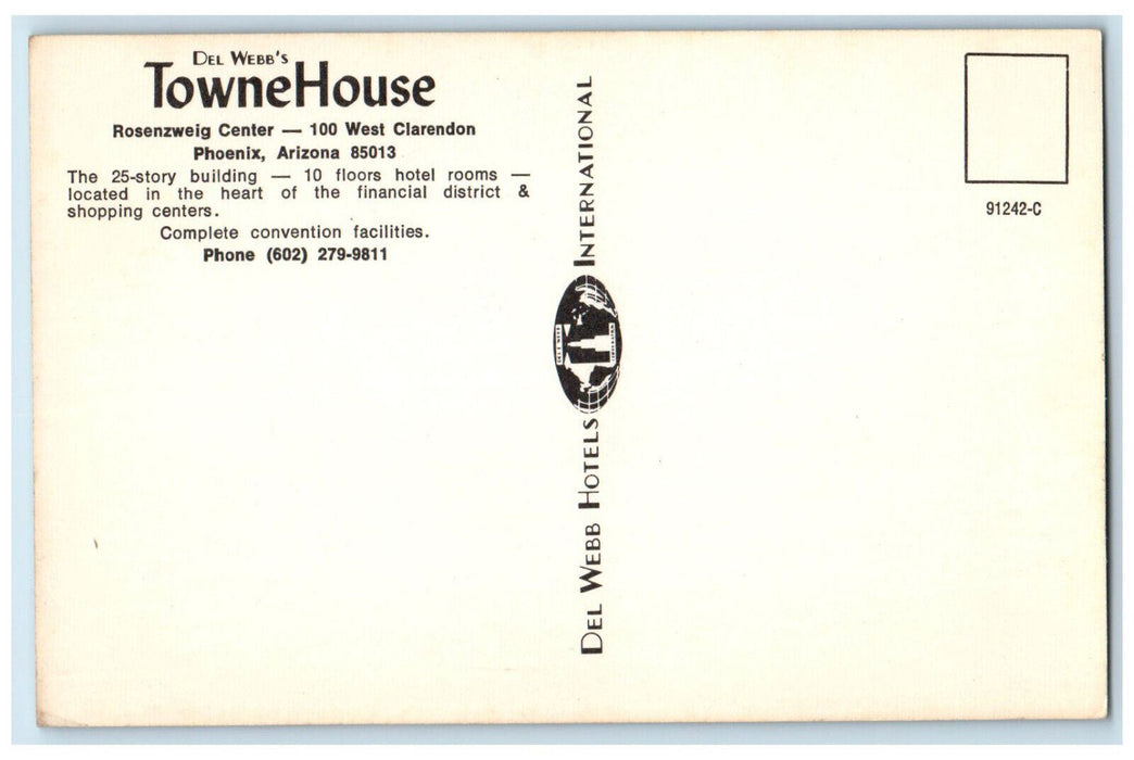 c1950's Rosenzweig Center Del Webb's Towne House Phoenix Arizona AZ Postcard