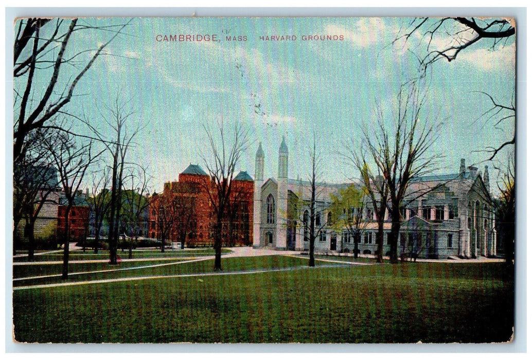 1909 Harvard Grounds Cambridge Massachusetts MA Posted Antique Postcard