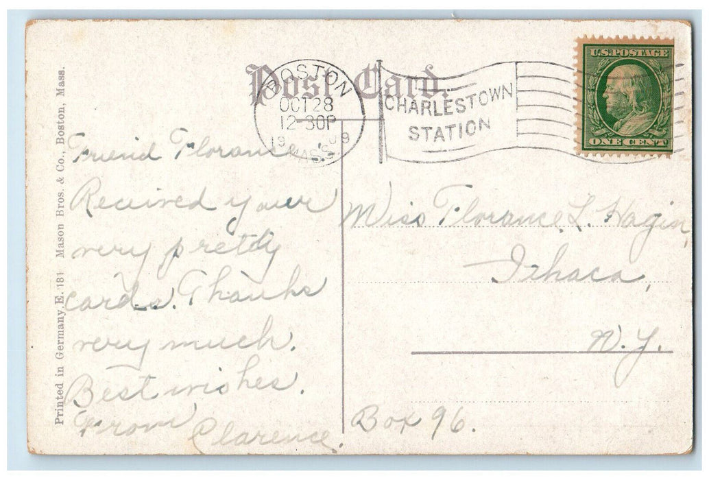 1909 Harvard Grounds Cambridge Massachusetts MA Posted Antique Postcard