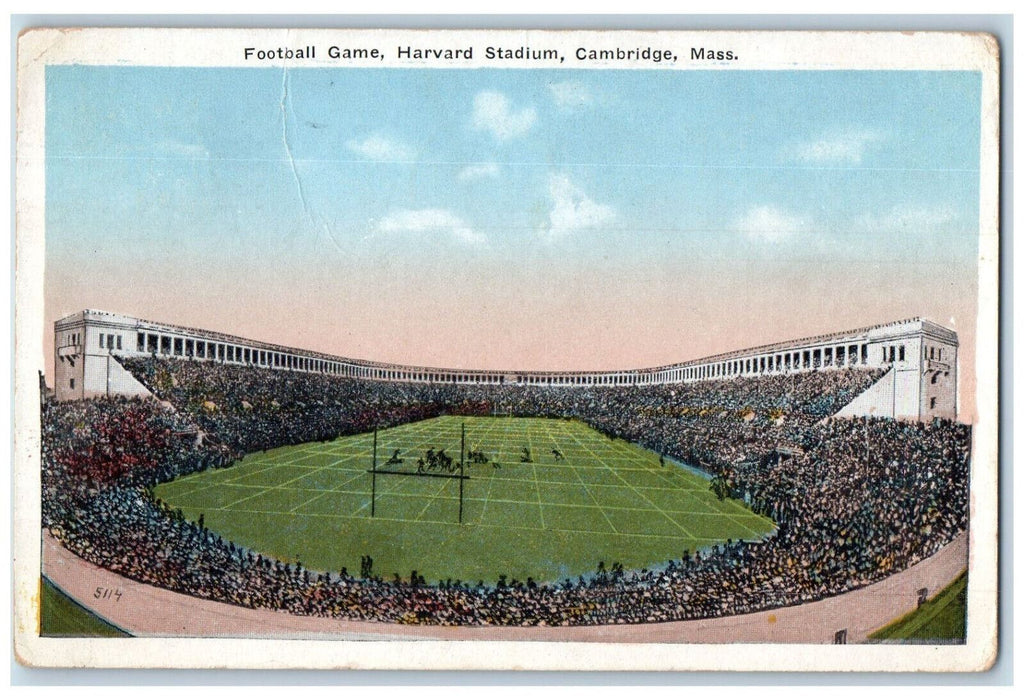 1916 Football Game Harvard Stadium Cambridge Massachusetts MA Posted Postcard