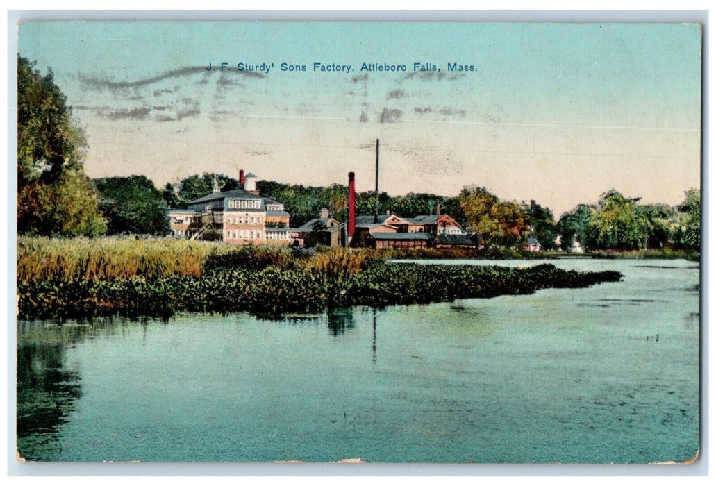 1912 JF Sturdy Sons Factory Attleboro Falls Massachusetts MA Postcard
