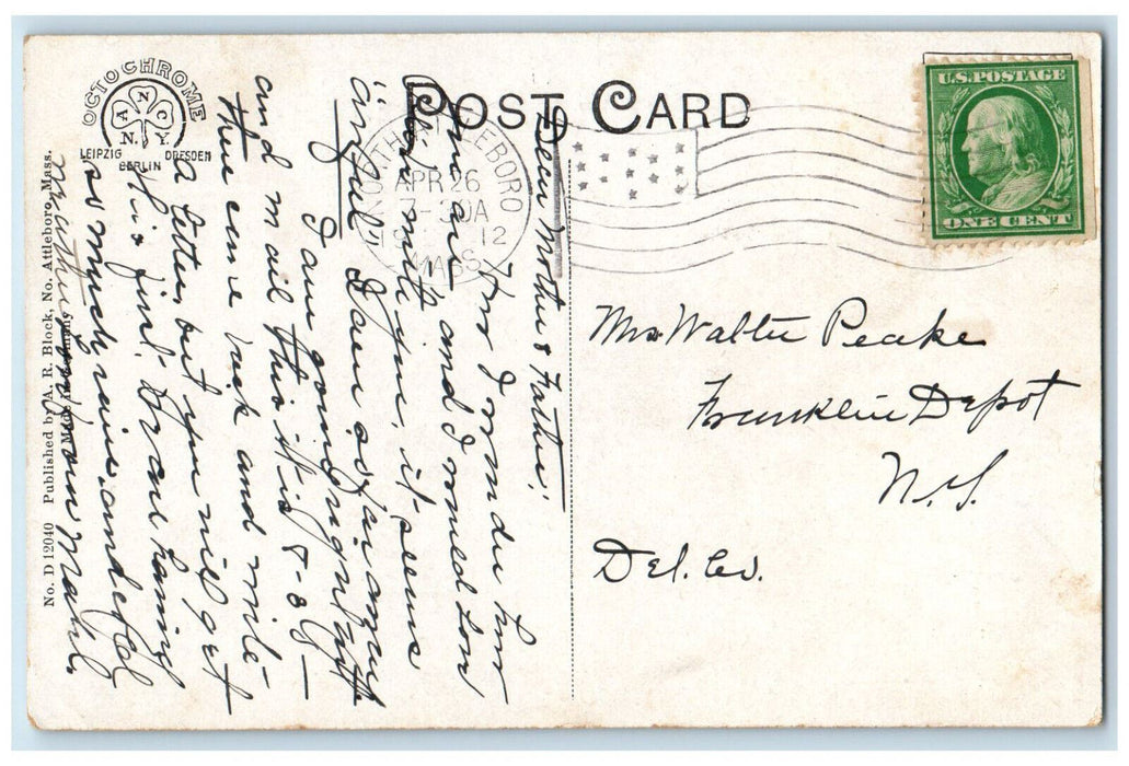 1912 JF Sturdy Sons Factory Attleboro Falls Massachusetts MA Postcard