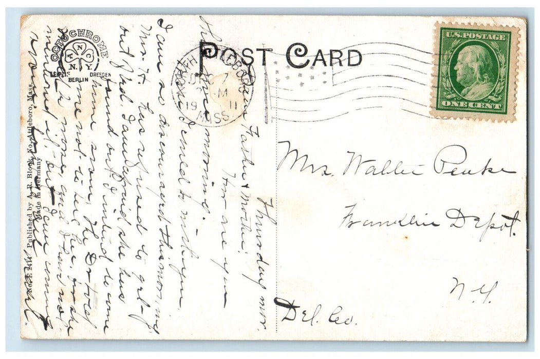 1911 Road River View Attleboro Falls Massachusetts MA Antique Posted Postcard