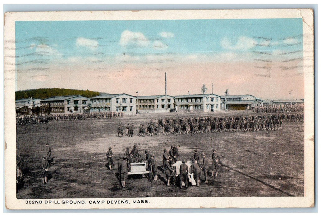 1918 302nd Drill Ground Camp Devens Massachusetts MA Antique Postcard