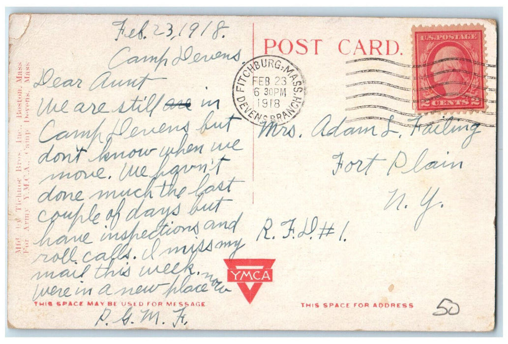 1918 302nd Drill Ground Camp Devens Massachusetts MA Antique Postcard