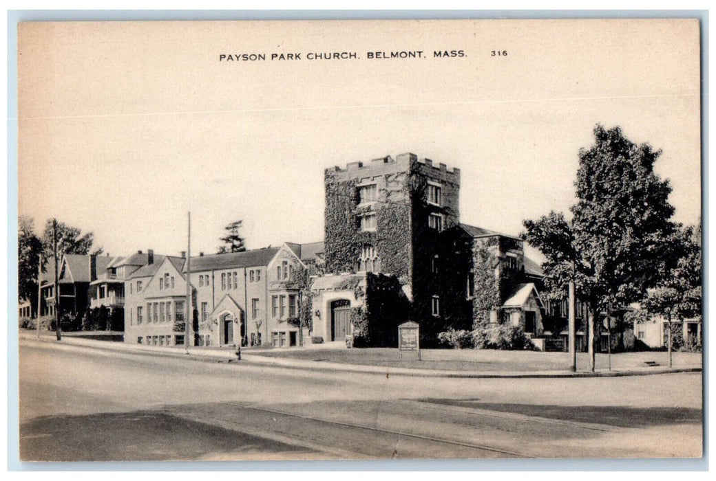 c1940's Payson Park Church Belmont Massachusetts MA Vintage Unposted Postcard