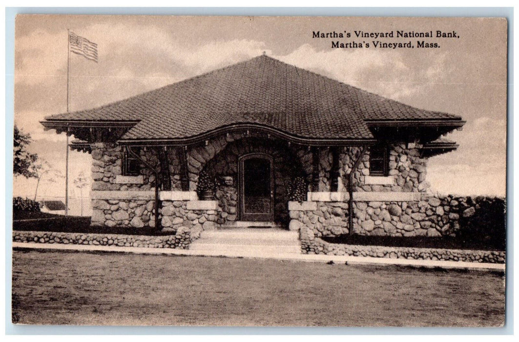 c1910 Martha's Vineyard National Bank Marthas Vineyard Massachusetts MA Postcard