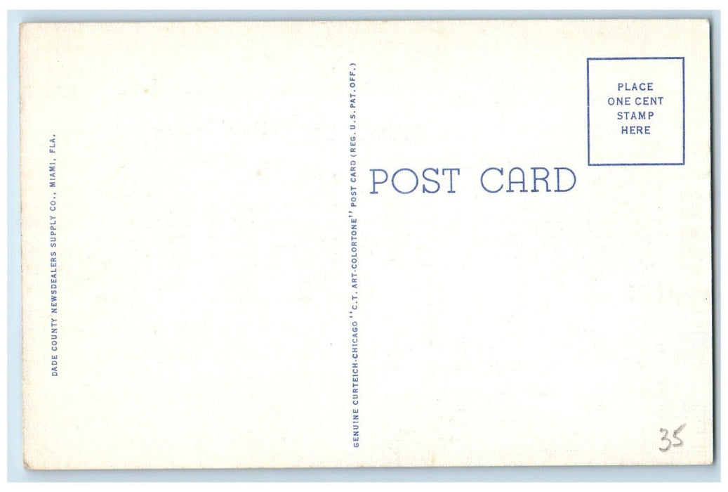 c1940 Aerial View Lake Pancoast Hotel Area Bridge Miami Beach Florida Postcard
