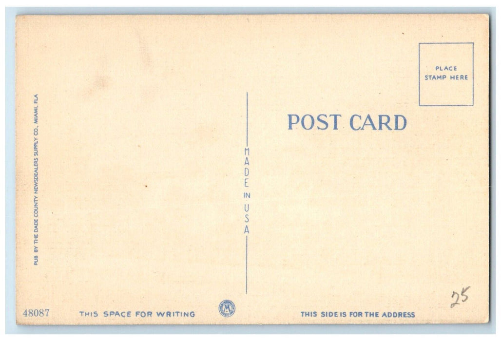 1940 Waterfront Home Exterior Garden Laek River Miami Beach Florida FL Postcard