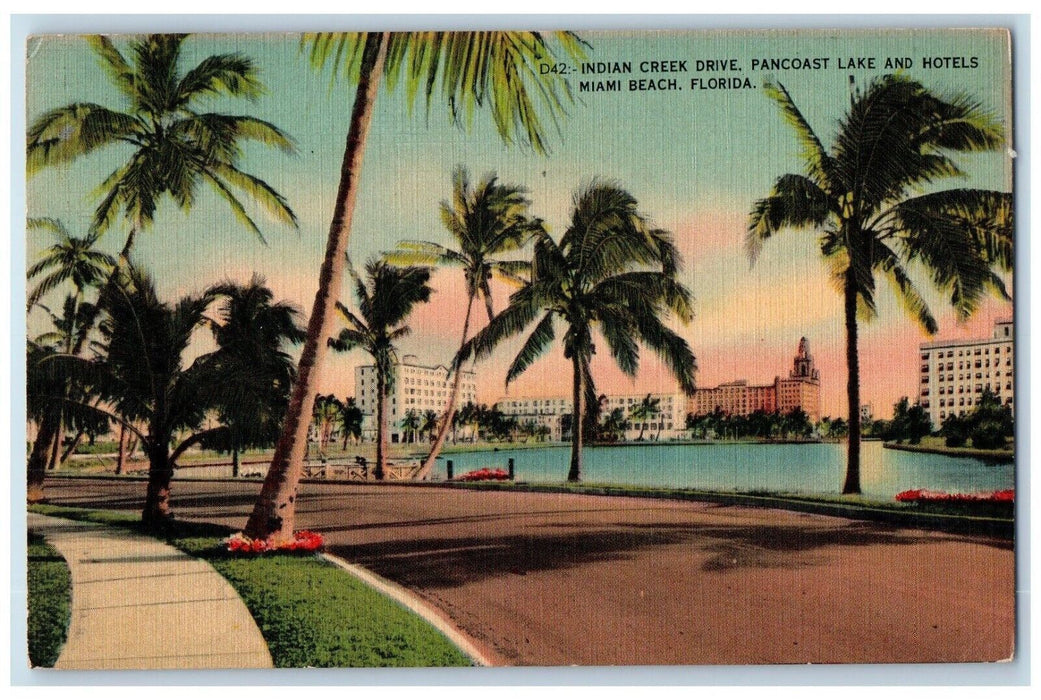 1941 Indian Creek Drive Pancoast Lake Hotels Street Miami Beach Florida Postcard