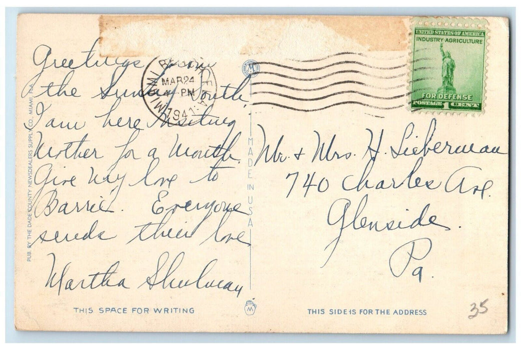 1941 Indian Creek Drive Pancoast Lake Hotels Street Miami Beach Florida Postcard