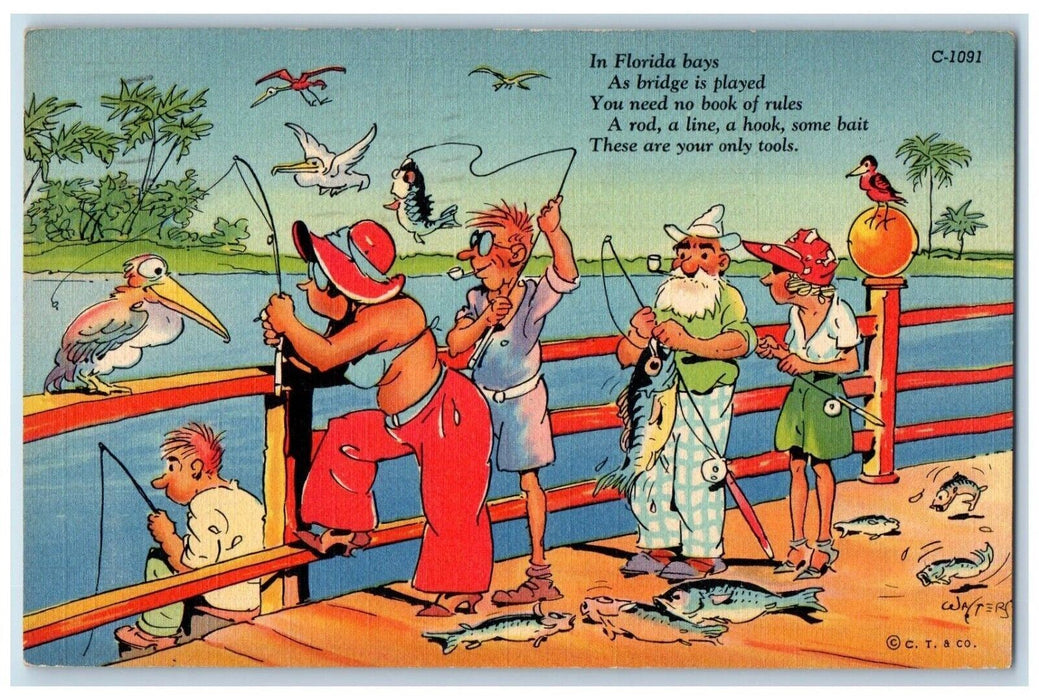 1941 Florida Bays Bridge Played You Need Book Rules Rod Hook Tools FL Postcard