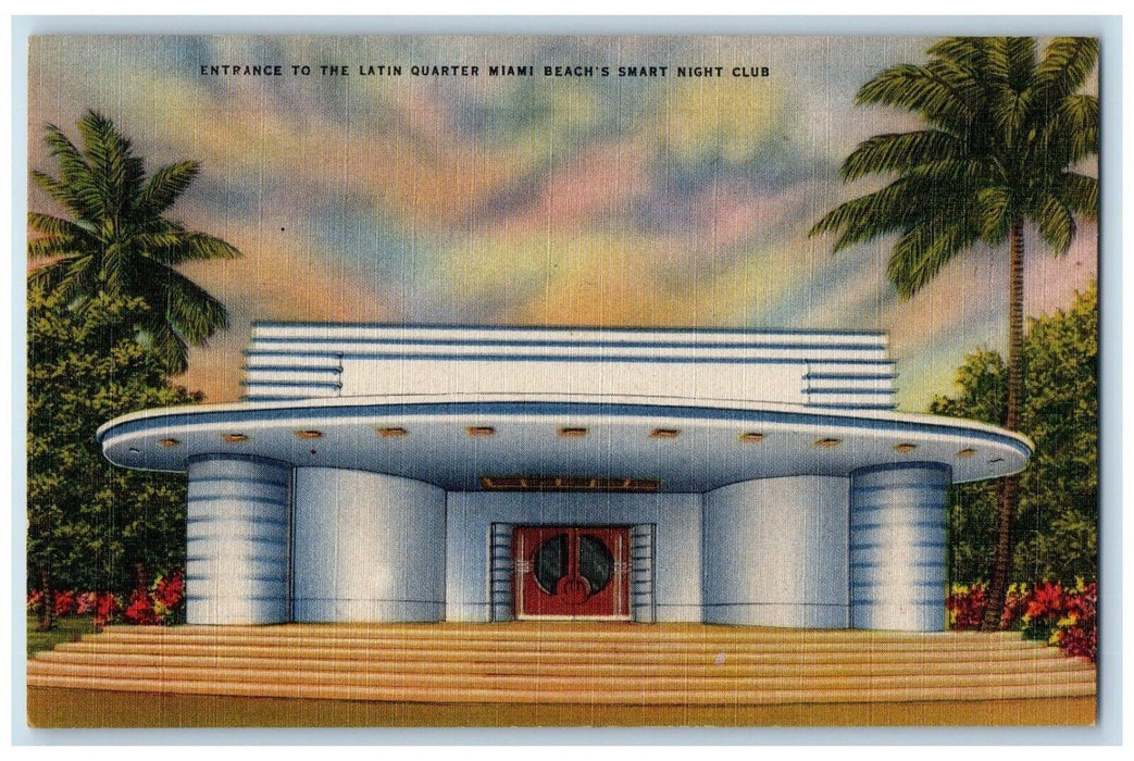 c1940 Entrance Latin Quarter Miami Beach Smart Night Club Stair Florida Postcard