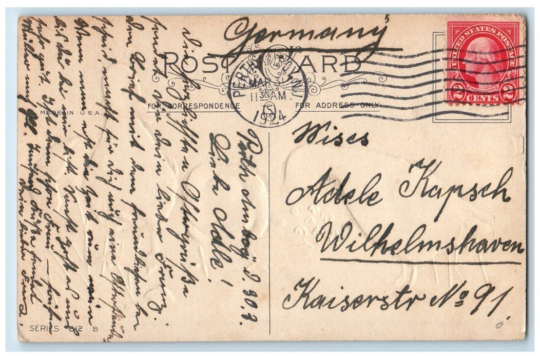 1924 Easter Wishes Three Chicks Scene Fishes Hatched Egg Perth Amboy NJ Postcard
