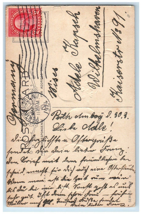 1924 Easter Wishes Three Chicks Scene Fishes Hatched Egg Perth Amboy NJ Postcard