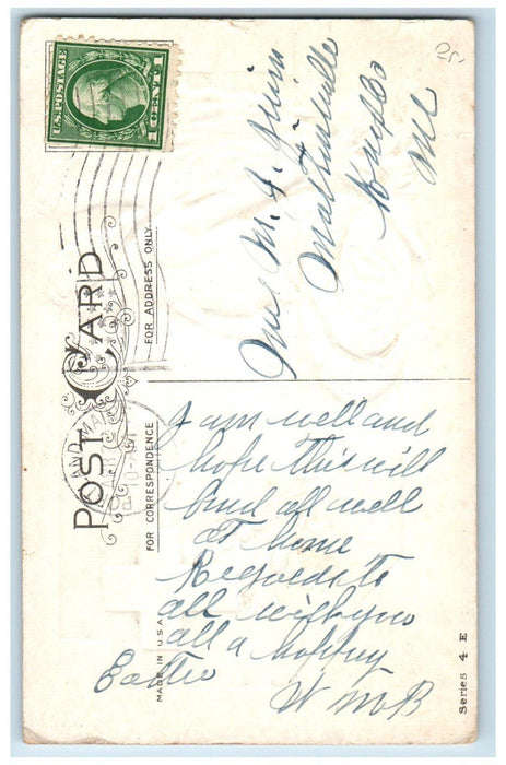 1911 Easter Holly Cross Angel White Lily Flowers Embossed Antique Postcard