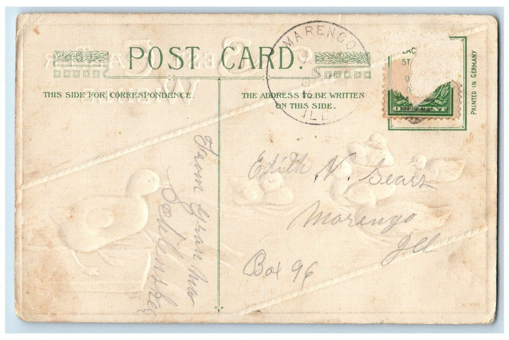 c1910's Easter Wishes Swim Chicks John Winsch Artist Signed Embossed Postcard