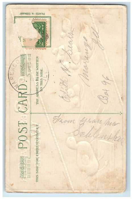 c1910's Easter Wishes Swim Chicks John Winsch Artist Signed Embossed Postcard