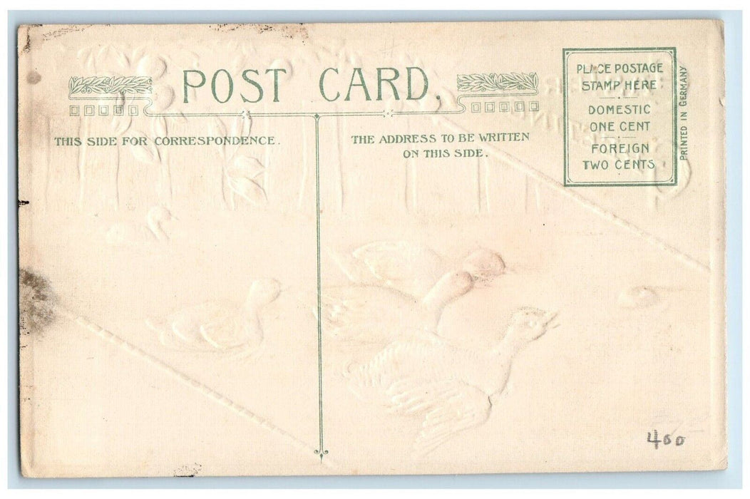 c1910's Easter Greetings Swim Ducks Apple John Winsch Artist Signed Postcard